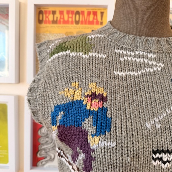 Vintage 80s Ski Scene Knit Sweater Vest - Picture 4 of 10